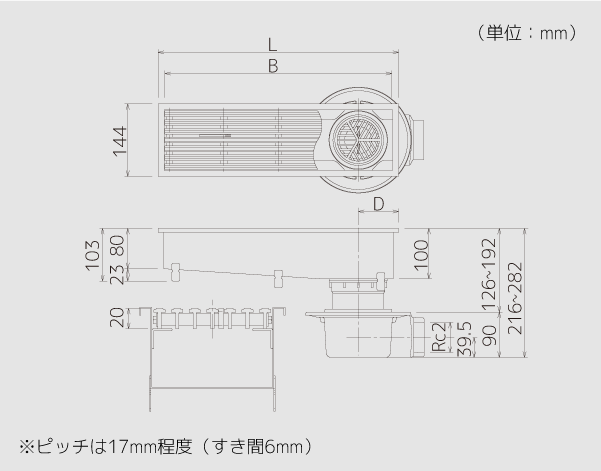 日本正規代理店品 シマブン HRFZ-15L1800-P 排水ユニット 樹脂グレーチング 深型 防水横引き 150角